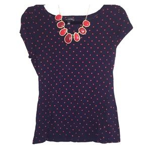 Limited navy and red polka dotted tee